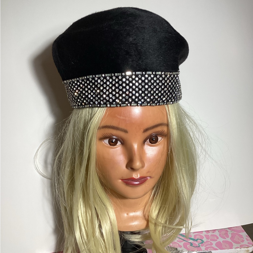 Vintage Fur And Rhinestone Beret